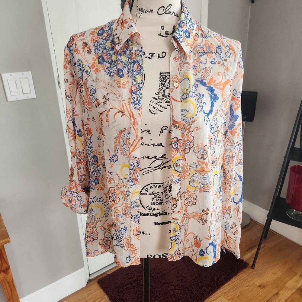 Kut from the Kloth Sheer Floral Blouse NWOT Sz S